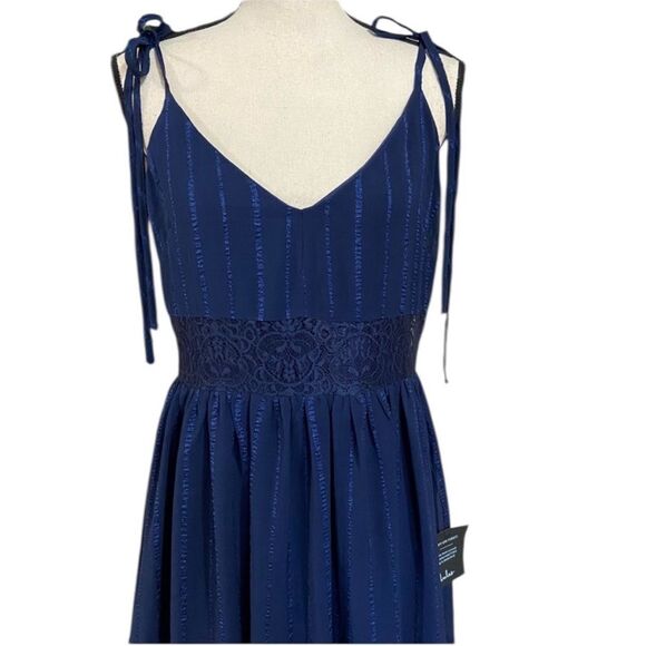 Lulus Love the Day Navy Lace Tie-Strap Midi Dress New with Tags L - Picture 4 of 10